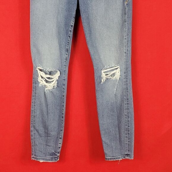 GOOD AMERICAN Good Legs High‎ Rise Ripped Skinny Crop Jeans in Blue261 Size 4/27 - Picture 4 of 7